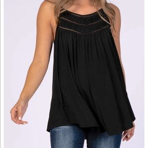 NWOT Black crochet detail sleeveless tank